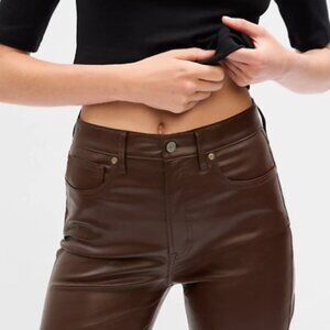 High Rise Vegan Leather Vintage Slim Pants